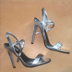 Silver Metallic TOPSHOP High Heels Sandals Stilettos size 37 size 6.5